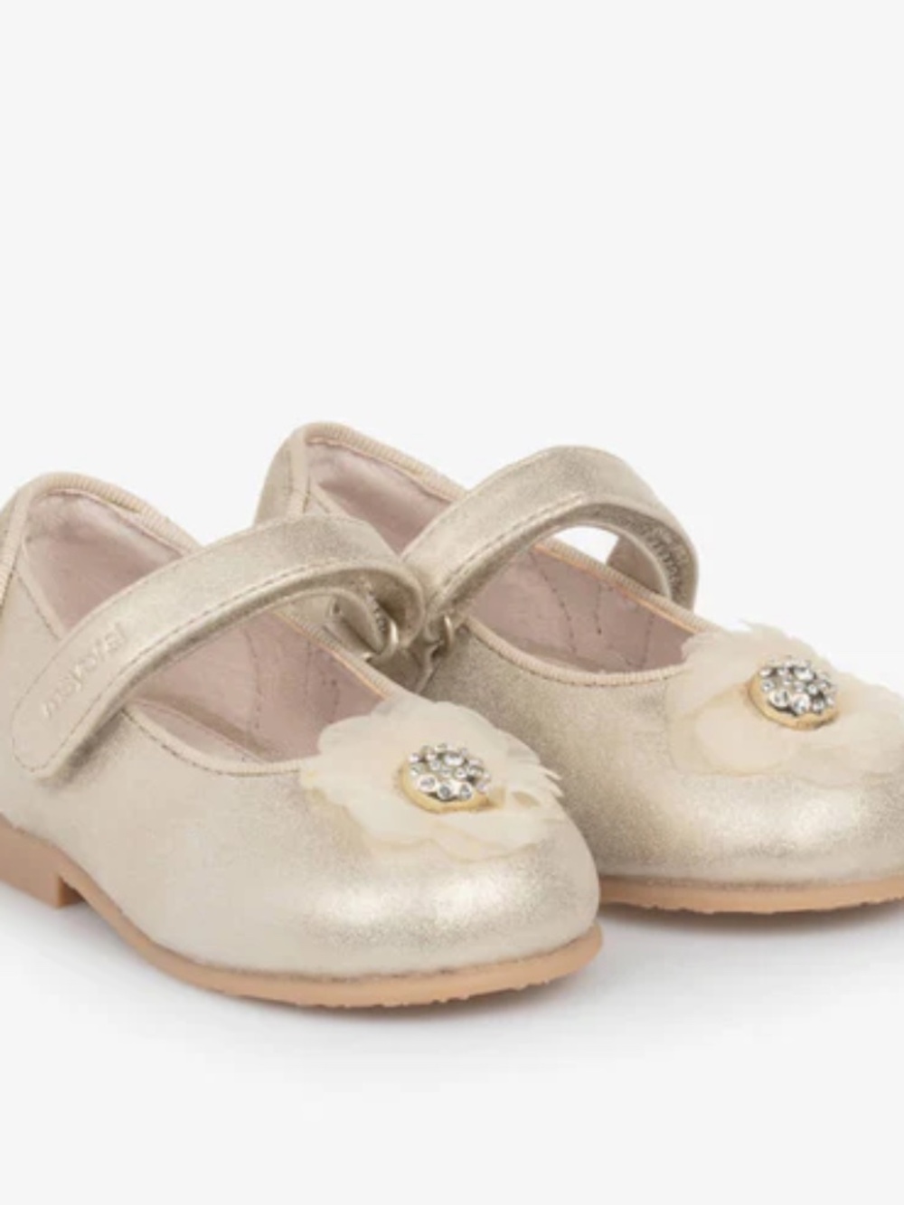 Baby Girl Ivory Pearl Faux Leather Flower Shoe